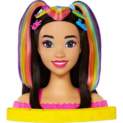 Barbie Totally Hair Neon Rainbow Deluxe Styling Head : Target