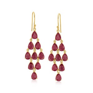 Ross-Simons 12.00 ct. t.w. Ruby Chandelier Earrings in 18kt Gold Over Sterling - 1 of 4