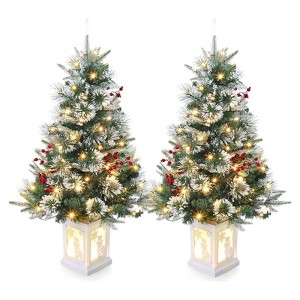 Christmas Tree for Front Door, Christmas Tree with Potted, Xmas Tree with Red Berries, Xmas Tree for Holiday Decor - 1 of 4