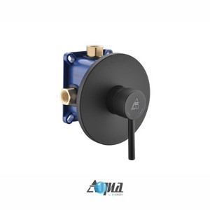 KubeBath Aqua Rondo by KubeBath Matte Black 1-Way Rough-In Shower Valve With Cover Plate, Handle and Diverter - 1 of 2