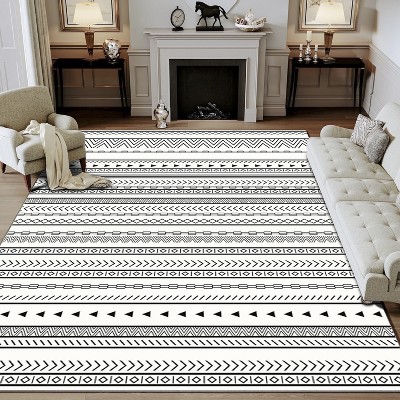 Boersma 5x7 Machine Washable Area Rug – Boho Moroccan Carpet, Soft & Non-Slip Large Rug for Living Room, Bedroom, Kids Room, Office, or Dining Room