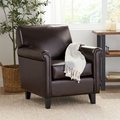 Mid-Century Club Chair Armchair with Leather for living room-Christopher Knight Home