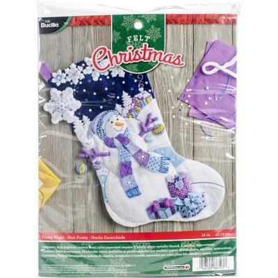 Bucilla Felt Stocking Applique Kit 18" Long-Frosty Night