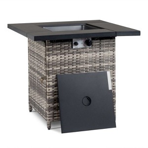 Karl Home | 24.8 in. H x 28 in. W Stainless Steel Propane Outdoor Fire Pit Table with Lid without Cover - 1 of 3