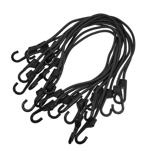 Unique Bargains Strong Elastic Strapping Rope with Hooks for Bicycle  Luggage 60cm/23.62'' Black 12 Pcs