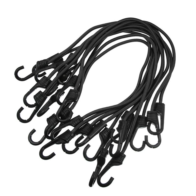 Unique Bargains Strong Elastic Strapping Rope with Hooks for Bicycle Luggage Black 12 Pcs, 1 of 7