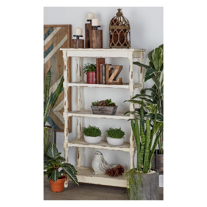 55" Metal and Wood 5 Tiered Wall Shelf White - Olivia & May, 3 of 18