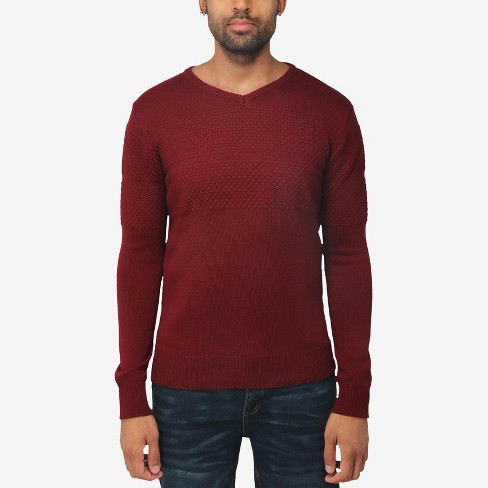 Men's burgundy crew neck hot sale sweater