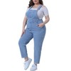 Agnes Orinda Women's Plus Size Adjustable Strap Cross-Back High Waist Denim Jumpsuits - 2 of 4