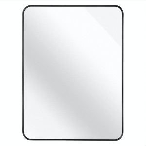 FONTOI Black Metal Framed Rectangular Bathroom Wall Mirror, Modern Vanity Accent Mirror for Contemporary Home Decor Bathroom, Black, 40"*30"*1.1" - 1 of 4