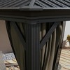 Resenkos Outdoor Garden Gazebo, Sunshade Gazebo Canopy,10' x 10' Hardtop Gazebo, Pavilion Gazebo with Curtains, Nettings, Hooks, Dark Brown - 2 of 4