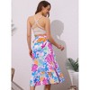 INSPIRE CHIC Women's Tropical Floral Print Ruffle Self-Tie Knot Split Beach Wrap Midi Skirt - 4 of 4