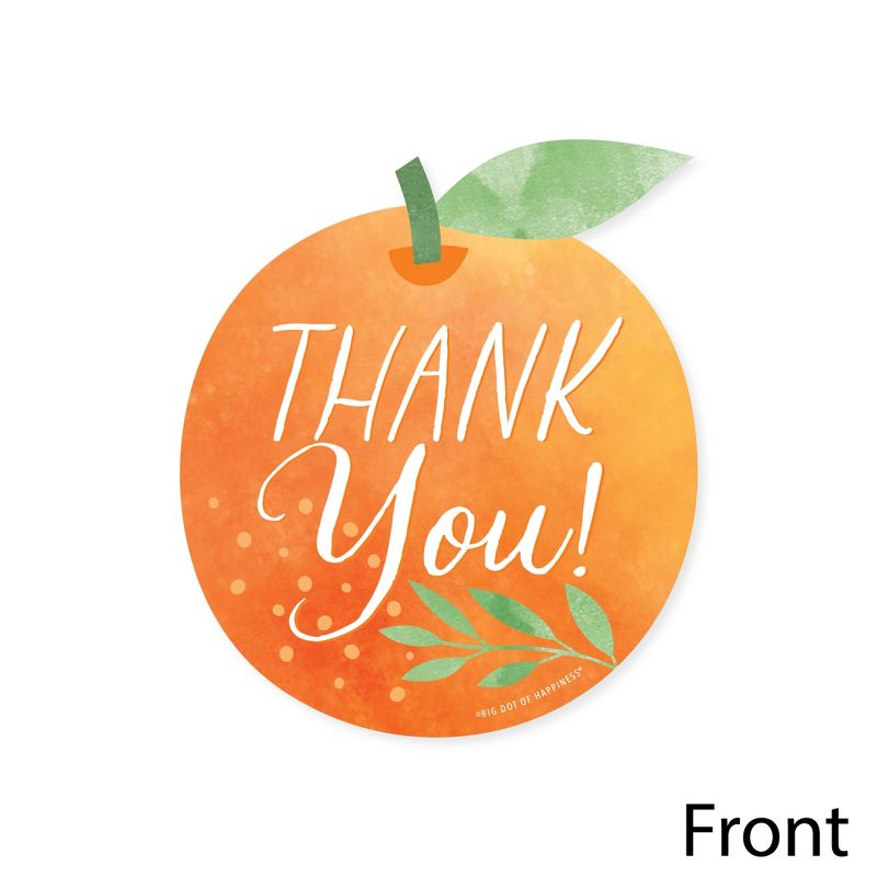 Big Dot of Happiness Little Clementine - Shaped Thank You Cards Orange Citrus Baby Shower or Birthday Party Thank You Note Cards with Envelopes 12 Ct, 3 of 8