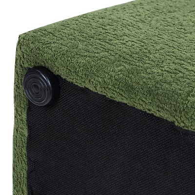 Moss Green Fleeced Teddy Upholstered Footstool with Pinewood Frame