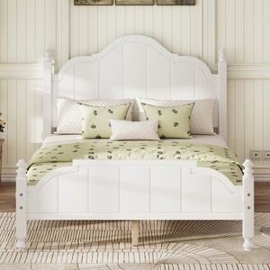 Full/Queen Size Bed Frame with Headboard, Vintage Wooden Platform Bed, No Box Spring Needed - ModernLuxe - 1 of 4