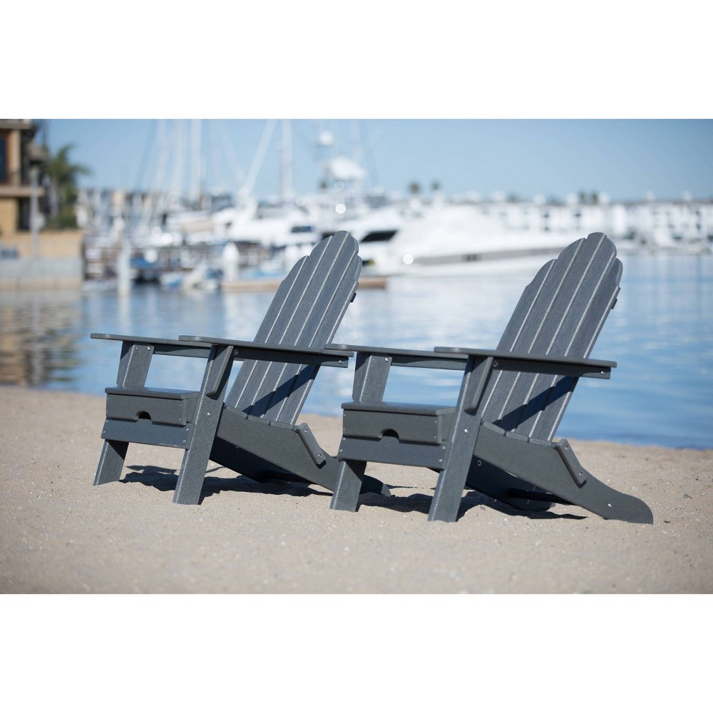 2pk Balboa Folding Adirondack Chair Gray - LuXeo