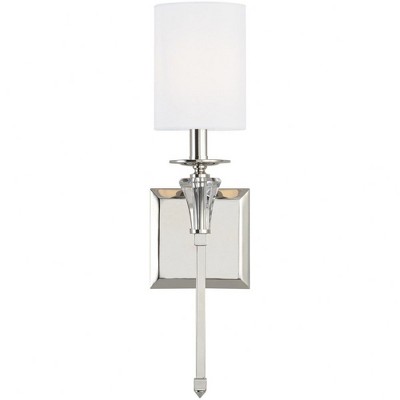 Laurent Polished Nickel 1-Light Sconce with White Fabric Shade
