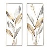 Set of 2 Metal Leaf Metallic Cutout Wall Decors with Silver Accent Gold - Olivia & May - 2 of 4