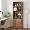 Bookcase with Doors Industrial Bookshelf 11.8in Depth Display Storage Shelves 71.4in Tall Farmhouse Bookcases Wood 6 Shelf Bookshelvels - 2 of 4