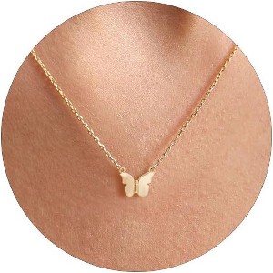 14K Gold Plated Necklaces for Women - Dainty Butterfly, Star of David, Moon and Star, Sun, Lotus, Infinity, Hummingbird, Bee Pendant Designs - 1 of 4