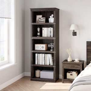 Farmhouse Book Shelf with Storage Open Display Bookshelves - 1 of 4