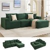 Modular Sectional Sofa, Corduroy L-Shaped Sofa with Deep Seat & Throw Pillows, Comfy Cloud 3-Seater Couch with Chaise, Memory Foam Couch - 3 of 4