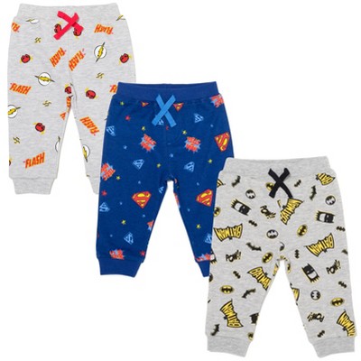 DC Comics Justice League The Flash Superman Batman Baby 3 Pack Jogger Pants Newborn to Infant