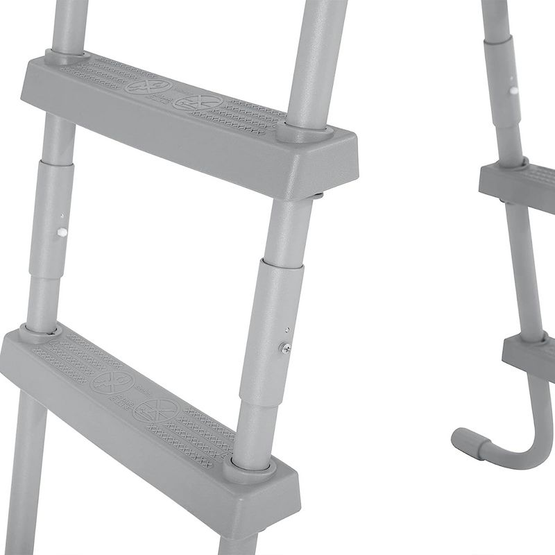 Bestway Flowclear 52 Inch Safety Ladder for Above Ground Outdoor Swimming Pools with Non-Sip Steps and Reliable Arm Rail, Gray, 6 of 8