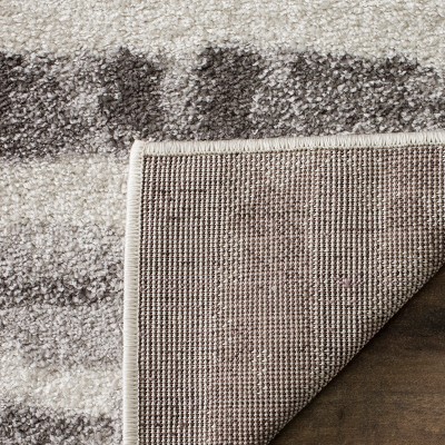 Ivory and Charcoal Reversible Square Synthetic Rug - Easy Care 47"