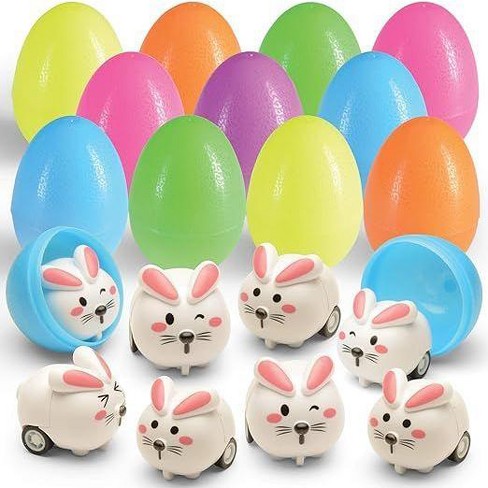 Prextex Toy Filled Easter Eggs  with Mini Pull-n-Go Easter Bunnies-Set of 6,Mullticolored - image 1 of 2