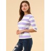 INSPIRE CHIC Women's Stripes Casual Basic Elbow Sleeves Boat Neck Slim Fit T-Shirts - 4 of 4