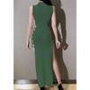 Clotth Women's Mock Neck Rave Dress - Sexy Sleeveless, High Slit, Bodycon, HalloweenLong Maxi Dress - 2 of 4