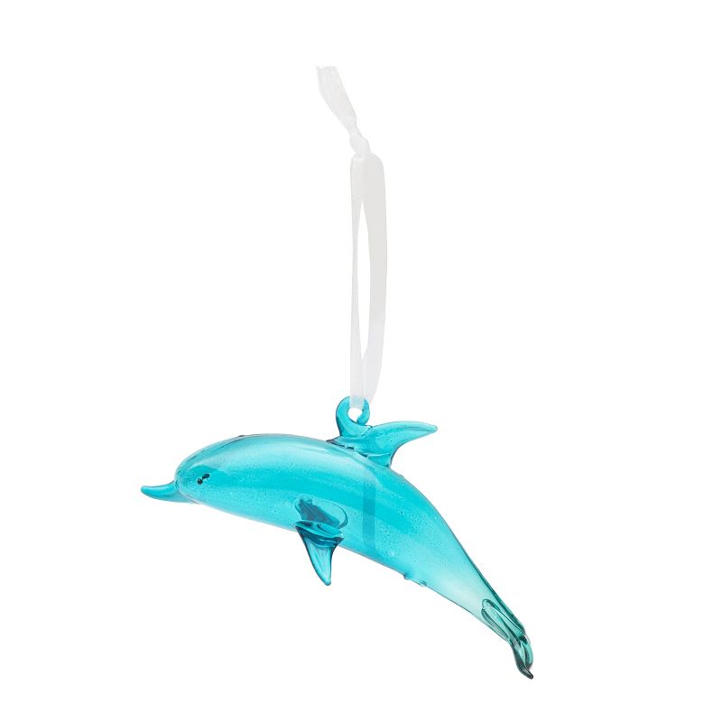 Beachcombers Glass Blue Dolphin Ornament, 1 of 3