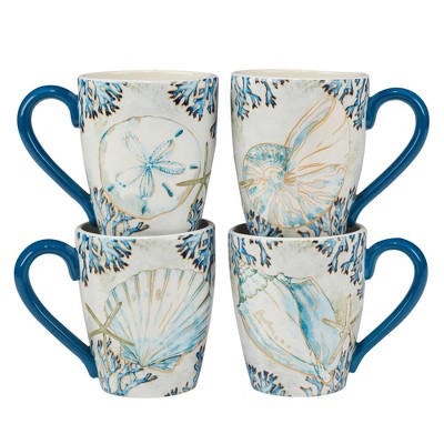 Set of 4 Playa Shells 18oz Mugs - Certified International