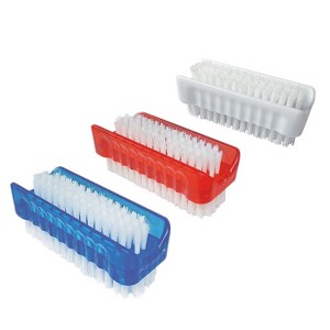 LOLA Products Classic Hand & Nail Brush, 2 Sided - Soft & Stiff, Comfortable No-Slip Grip, Cleans Hands & Fingernails, Assorted Colors, 3 Pack - 1 of 4