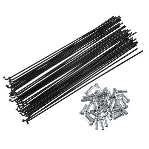 Unique Bargains Bicycle Steel Spokes 14G Bike Spoke with Nipples Black 40 Pcs - 1 of 4