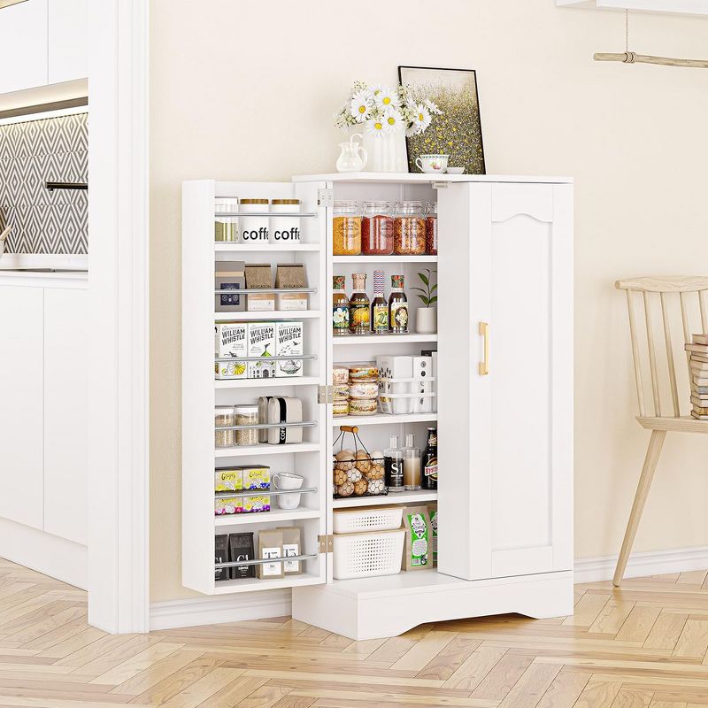 41" White Kitchen Pantry Cabinet with Doors and Adjustable Shelves, Storage for Kitchen, Living Room, Dining Room, 4 of 8