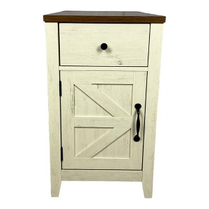 FONTOI End Table Farmhouse Style Side Table for Living Room and Bedroom with Drawer and Barn Door Cabinet, Black White, 15.5"*15.5"*16.75" - 1 of 4