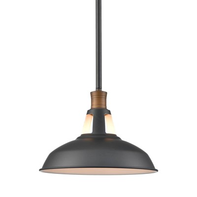 Claxy Industrial Barn Pendant Light Rod Adjustable Kitchen Lighting Black