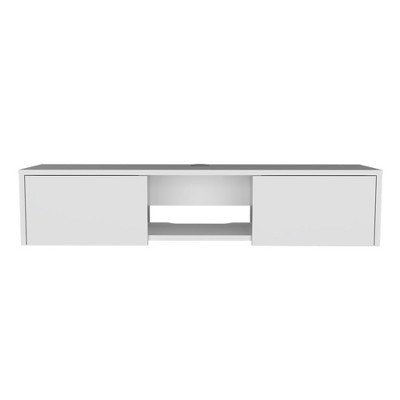 INFURNIC TV Stands and Consoles Wall Mounted Entertainment Center with Cabinets and Open Shelf for Living Room Bedroom, White, 53.14"*14.96"*3.5"