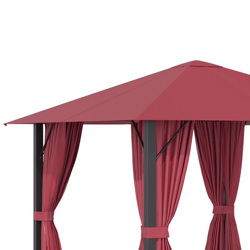 Outsunny 9.7' x 9.7' Patio Gazebo Aluminum Frame Outdoor Canopy Shelter with Sidewalls, Vented Roof for Garden, Lawn, Backyard, and Deck, Wine Red, 5 of 7