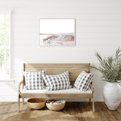 Large White and Beige Abstract Canvas Framed Wall Art