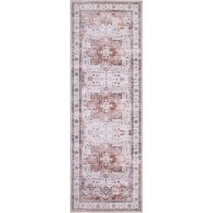 Machine Washable Area Rug - Lightweight Low Pile Chenille Carpet with Non-Slip Backing Boho Print Decorative Rug for Living Room Bedroom Dining Room - 1 of 4