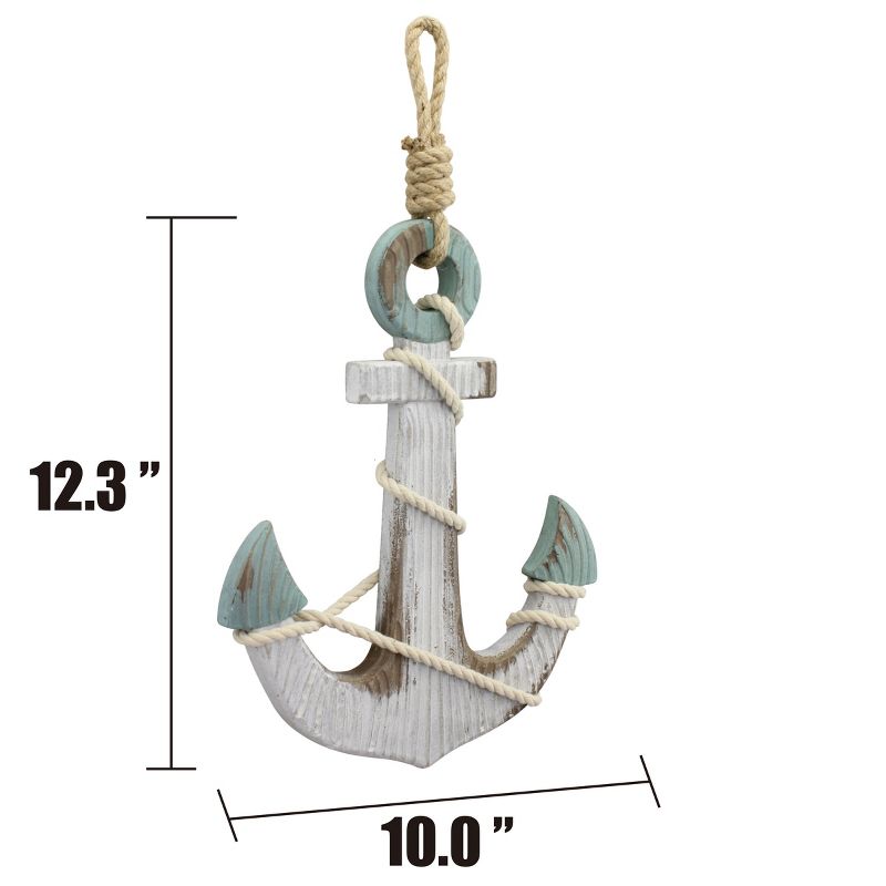 17.3&#34; x 10&#34; Wooden Anchor Wall Decor White/Light Blue - Stonebriar Collection, 5 of 6