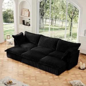 Oversized 120" Corduroy Slipcovered 3 Seater Modular Sleeper Sectional Sofa Bed with French Edges and Removable Covers, 6-Piece Free combination - 1 of 4
