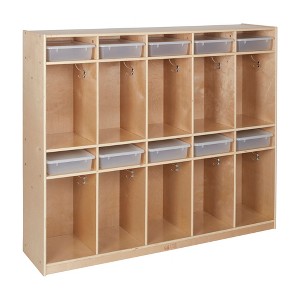 ECR4Kids 10-Section Storage Locker and Letter Size Trays with Lids, Natural - 1 of 4
