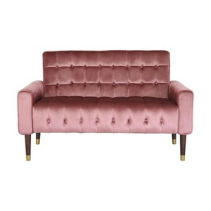 NicBex 51.75 Inch Loveseat Sofa Modern Upholstered Velvet 2 Seater Couch with Tufted Buttons and Wood Legs for Living Room,Apartment,Pink - 1 of 4