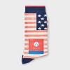 Women's American Flag Crew Socks - Red/Navy 4-10: Lightweight Knit, Banded Cuff, Stripe Pattern - 2 of 3