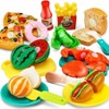 42 Items 87 Pcs Cutting Play Kitchen Set, Pretend Cooking Fruit Vegetables Fast Food with Storage Basket, Birthday Gift - 4 of 4