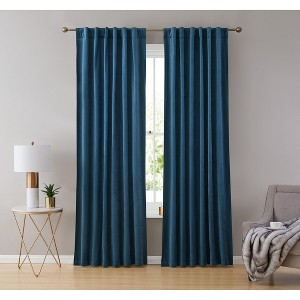 HLC.ME Lopez Velvet Premium Soft Light Filtering Back Tab Rod Pocket Window Treatment Curtain Panels - Set of 2 - 1 of 4